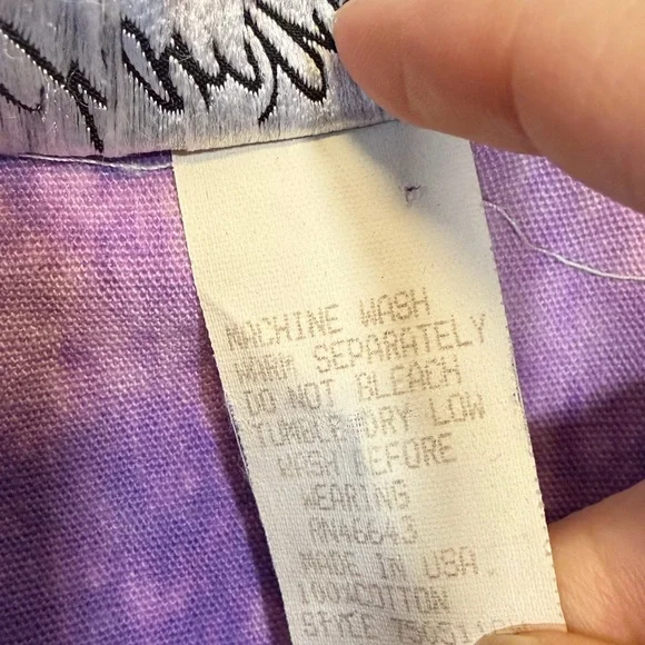 Vintage 1980s Champagne West Purple Acid Wash Zip up style basque moto dress XS - Picture 4 of 5